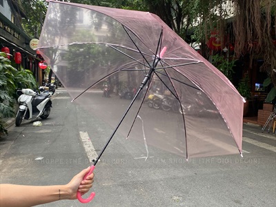 Dù trong suốt thời trang cán dài nhựa dẻo [3 màu] R93cm PHUKIEN-01